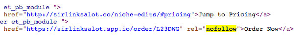 Example of the html code for a nofollow link.