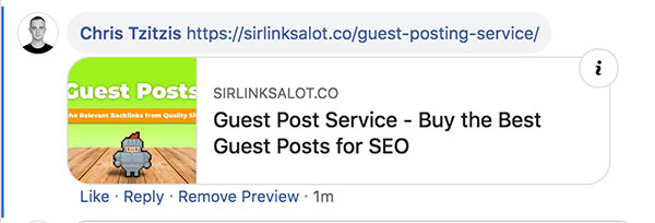 Example of a backlink from social media.