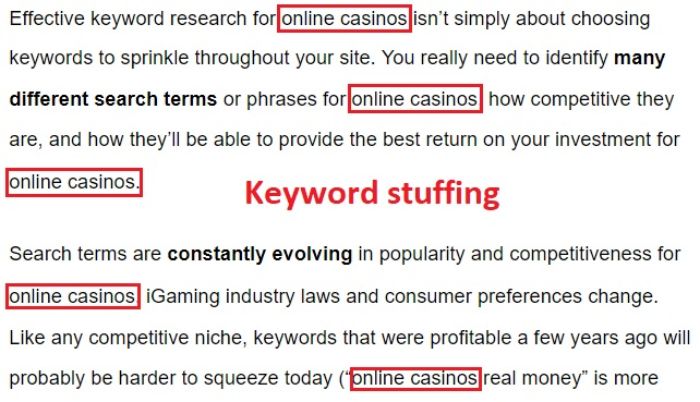 don't use the same keyword too much