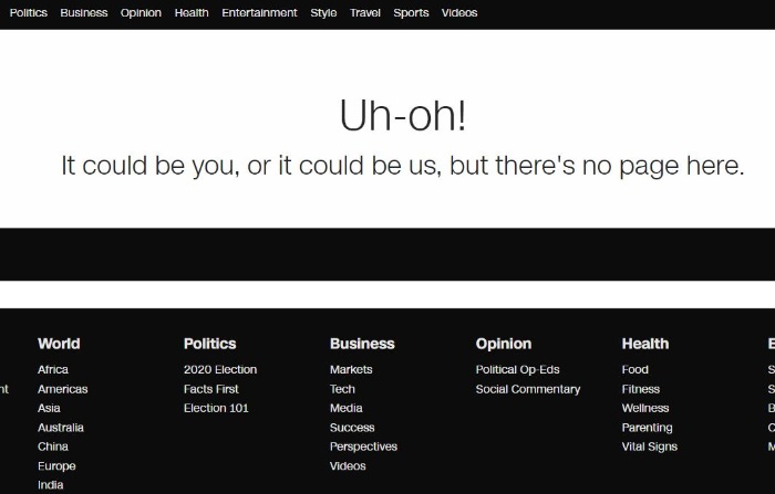 broken links result in 404 page not found errors