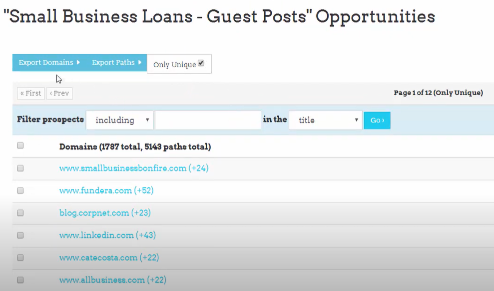Finding guest post opportunities using Link Prospector.