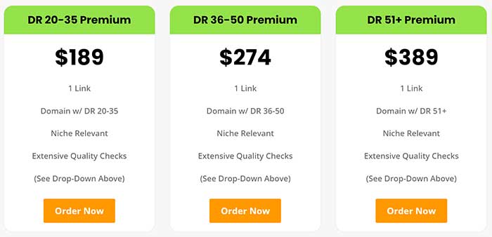 Prices for our "Premium" guest posting service.