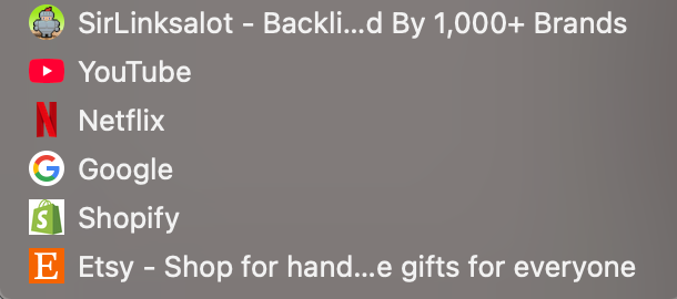 In the bookmarks list