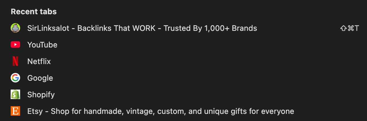 In your browser history