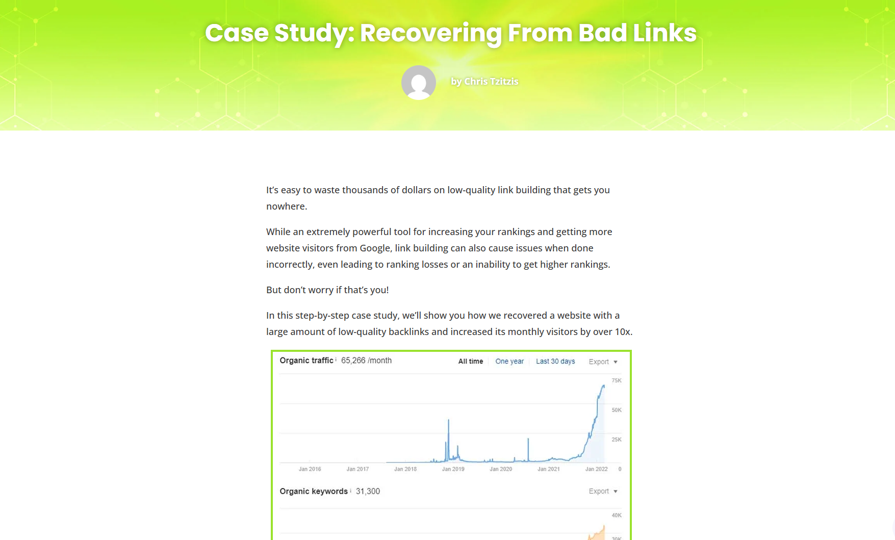 Case Study 5: Recovery from Bad Backlinks Penalty