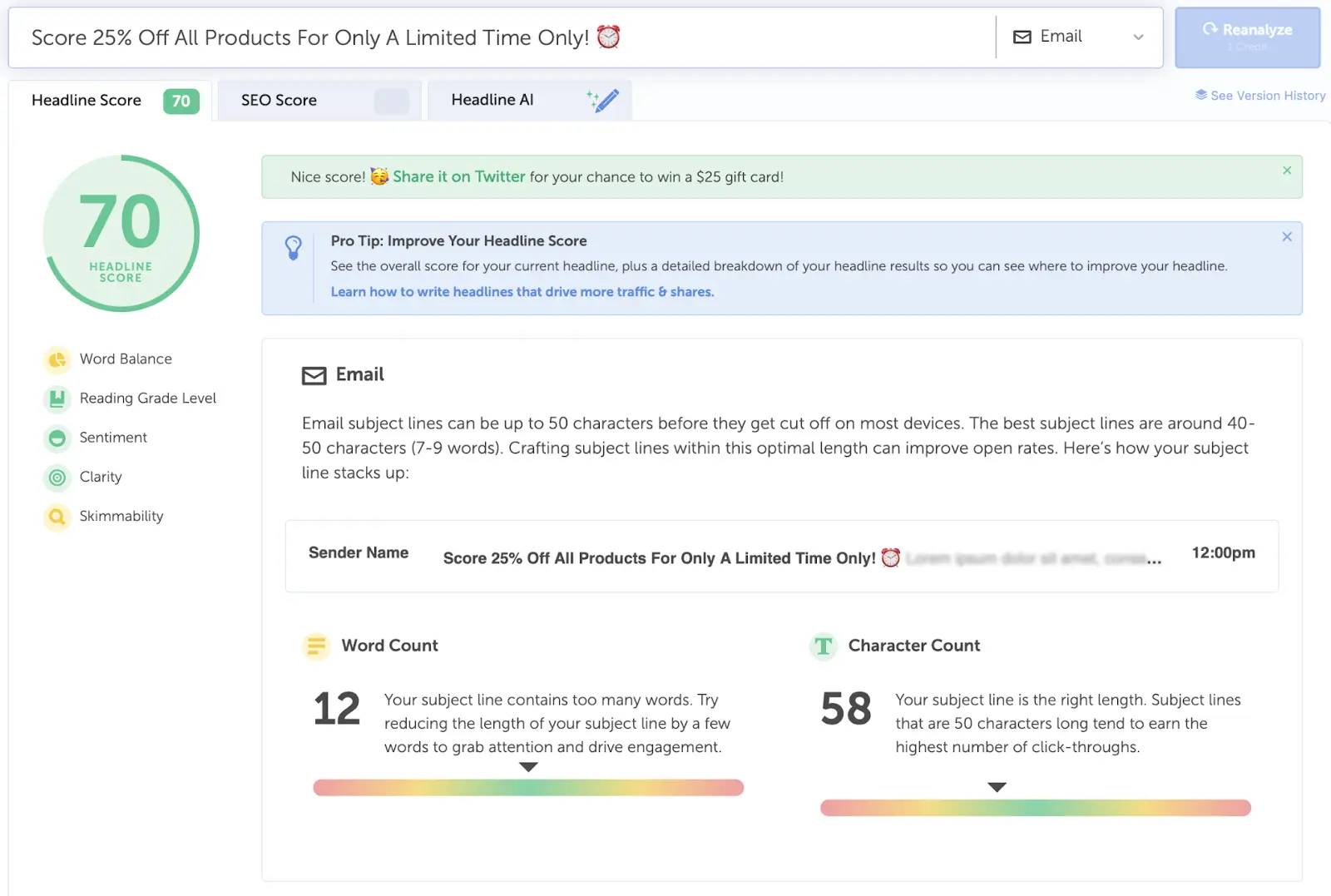 Generate and Score Subject Lines
