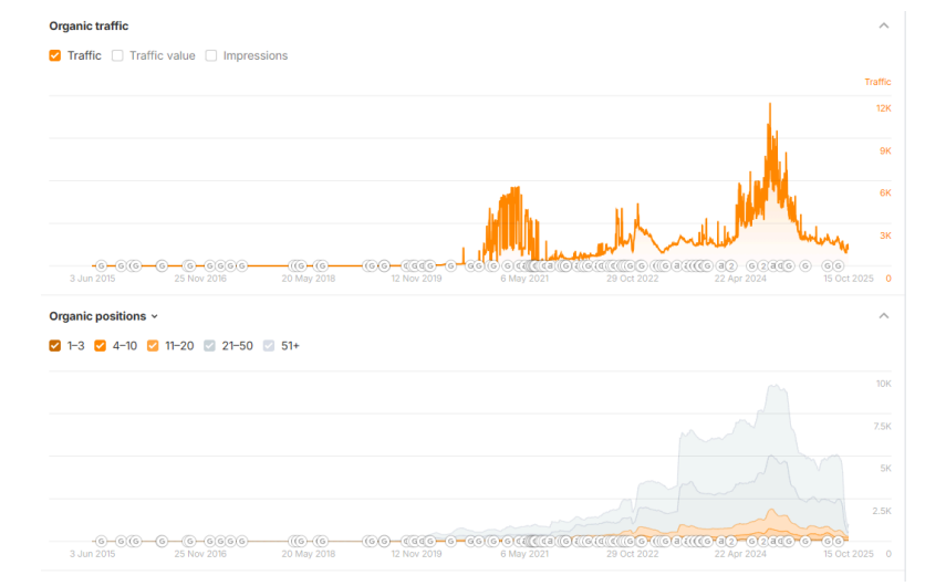 . Organic traffic and keyword visibility